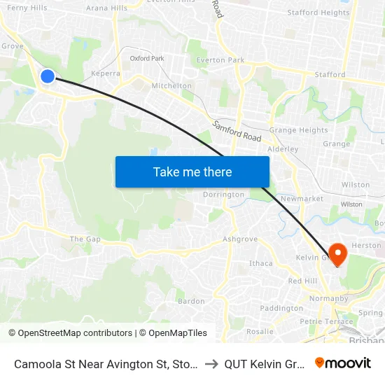 Camoola St Near Avington St, Stop 37 to QUT Kelvin Grove map