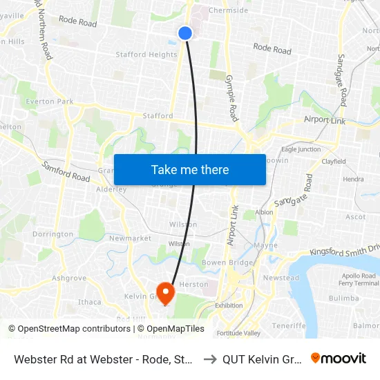 Webster Rd at Webster - Rode, Stop 37 to QUT Kelvin Grove map