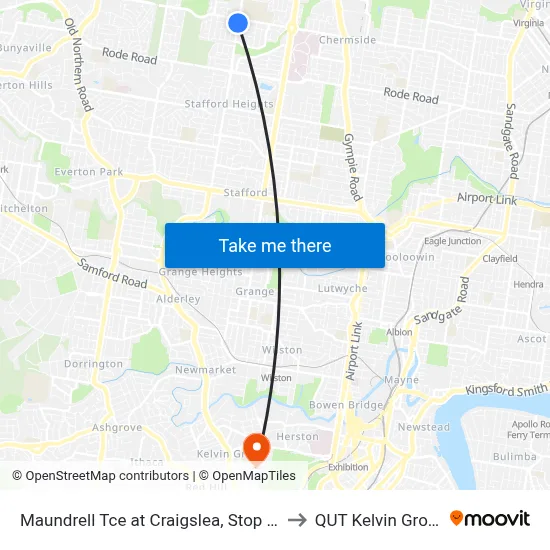 Maundrell Tce at Craigslea, Stop 44 to QUT Kelvin Grove map