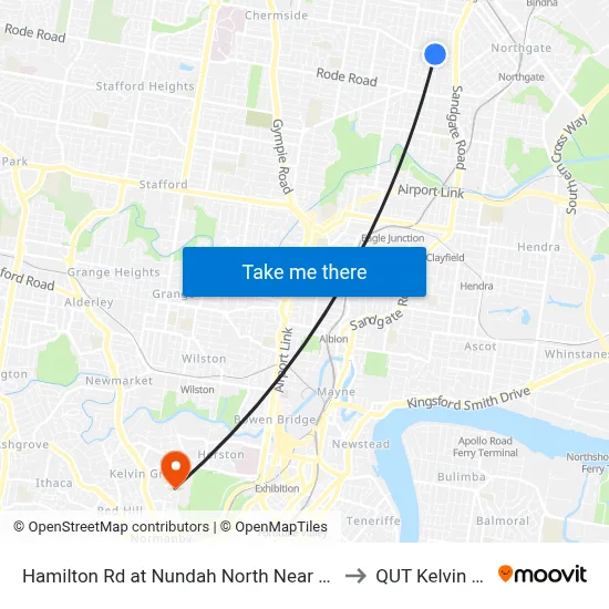 Hamilton Rd at Nundah North Near Bayview Tce to QUT Kelvin Grove map