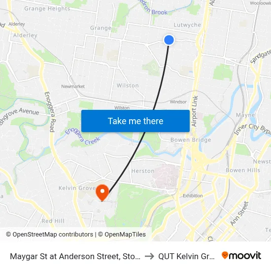 Maygar St at Anderson Street, Stop 21 to QUT Kelvin Grove map