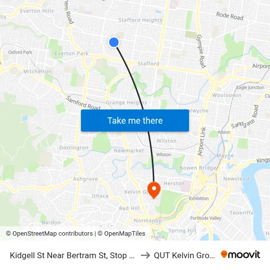 Kidgell St Near Bertram St, Stop 38 to QUT Kelvin Grove map