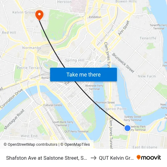 Shafston Ave at Salstone Street, Stop 11 to QUT Kelvin Grove map