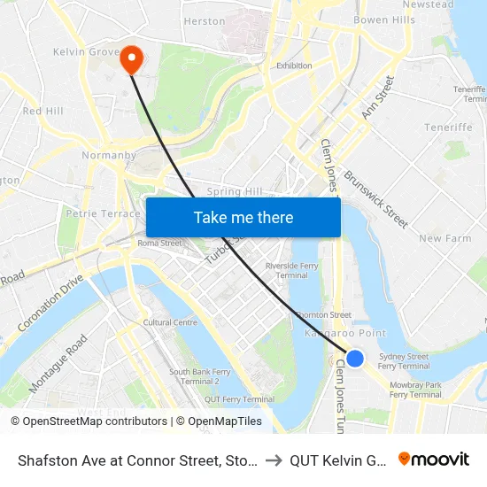 Shafston Ave at Connor Street, Stop 10/6 to QUT Kelvin Grove map