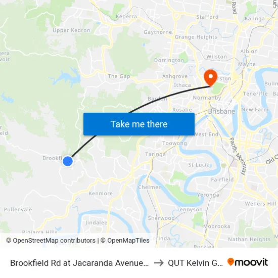 Brookfield Rd at Jacaranda Avenue, Stop 43 to QUT Kelvin Grove map