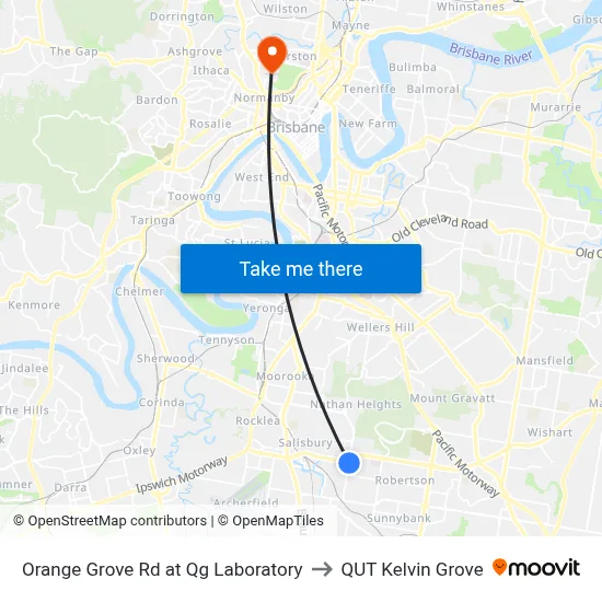 Orange Grove Rd at Qg Laboratory to QUT Kelvin Grove map