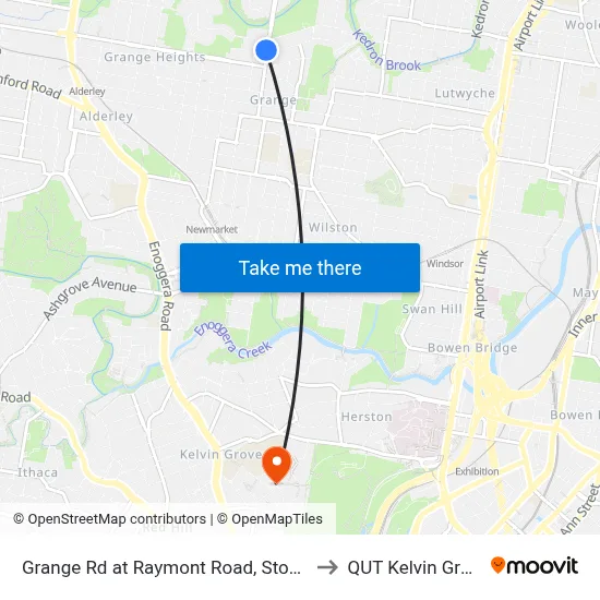 Grange Rd at Raymont Road, Stop 27 to QUT Kelvin Grove map