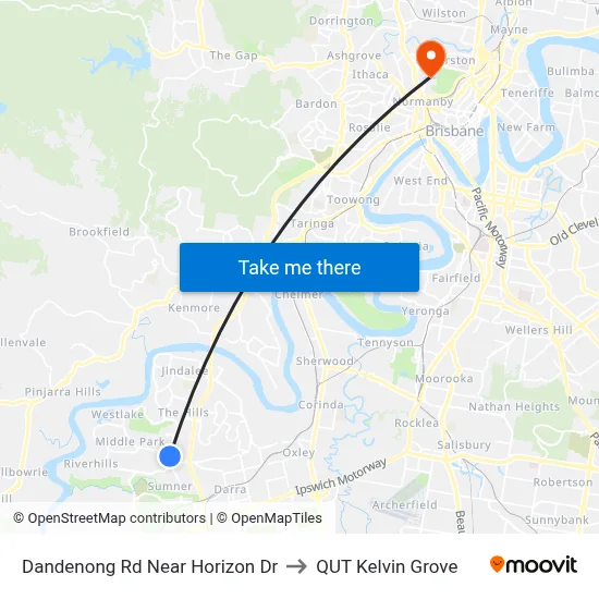 Dandenong Rd Near Horizon Dr to QUT Kelvin Grove map