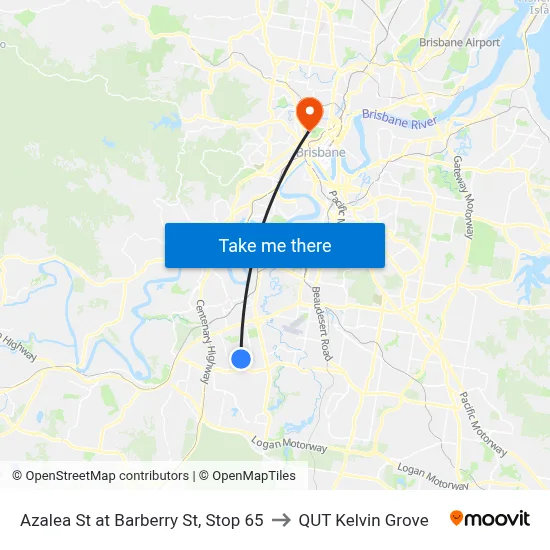 Azalea St at Barberry St, Stop 65 to QUT Kelvin Grove map