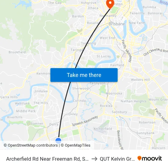 Archerfield Rd Near Freeman Rd, Stop 71 to QUT Kelvin Grove map