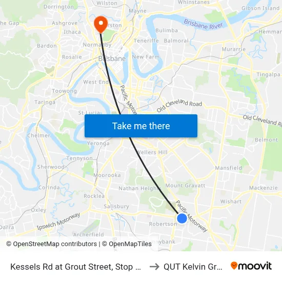 Kessels Rd at Grout Street, Stop 2/58 to QUT Kelvin Grove map