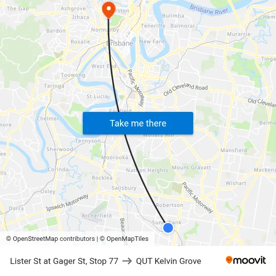 Lister St at Gager St, Stop 77 to QUT Kelvin Grove map