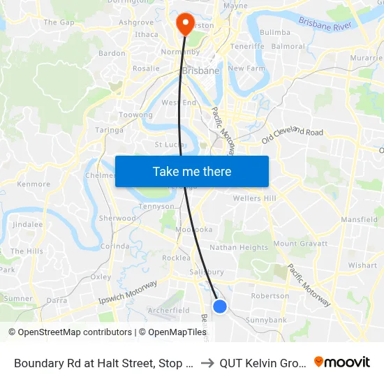 Boundary Rd at Halt Street, Stop 46 to QUT Kelvin Grove map