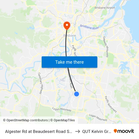 Algester Rd at Beaudesert Road Stop 76 to QUT Kelvin Grove map