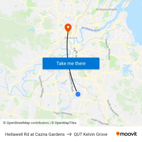 Hellawell Rd at Cazna Gardens to QUT Kelvin Grove map