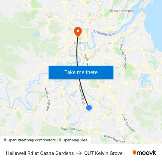 Hellawell Rd at Cazna Gardens to QUT Kelvin Grove map