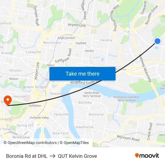 Boronia Rd at DHL to QUT Kelvin Grove map