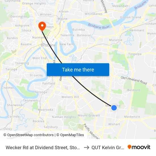 Wecker Rd at Dividend Street, Stop 64a to QUT Kelvin Grove map