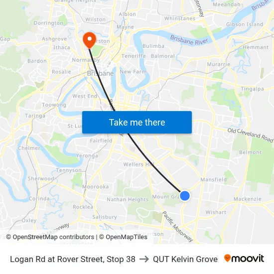 Logan Rd at Rover Street, Stop 38 to QUT Kelvin Grove map