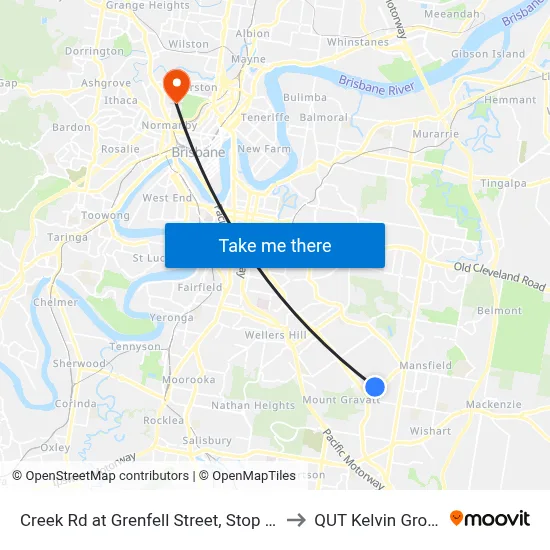 Creek Rd at Grenfell Street, Stop 39 to QUT Kelvin Grove map
