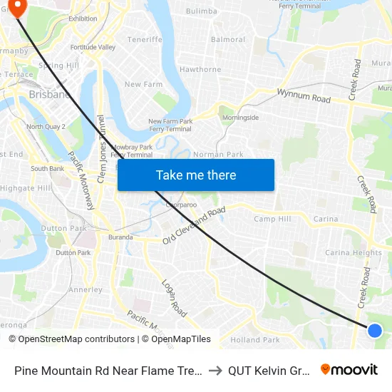 Pine Mountain Rd Near Flame Tree Cr to QUT Kelvin Grove map
