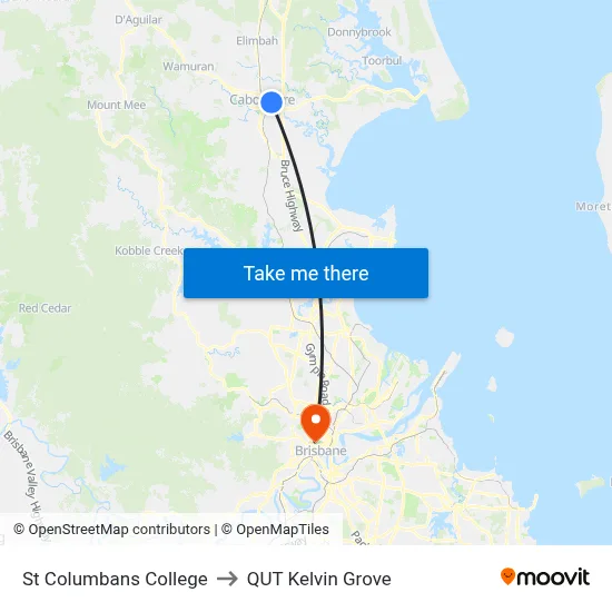 St Columbans College to QUT Kelvin Grove map