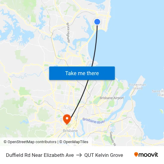 Duffield Rd Near Elizabeth Ave to QUT Kelvin Grove map