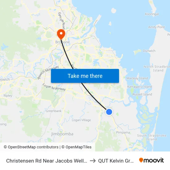 Christensen Rd Near Jacobs Well Rd to QUT Kelvin Grove map