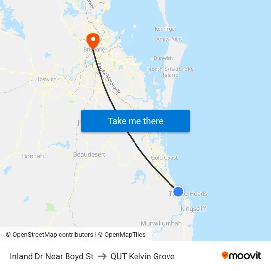 Inland Dr Near Boyd St to QUT Kelvin Grove map