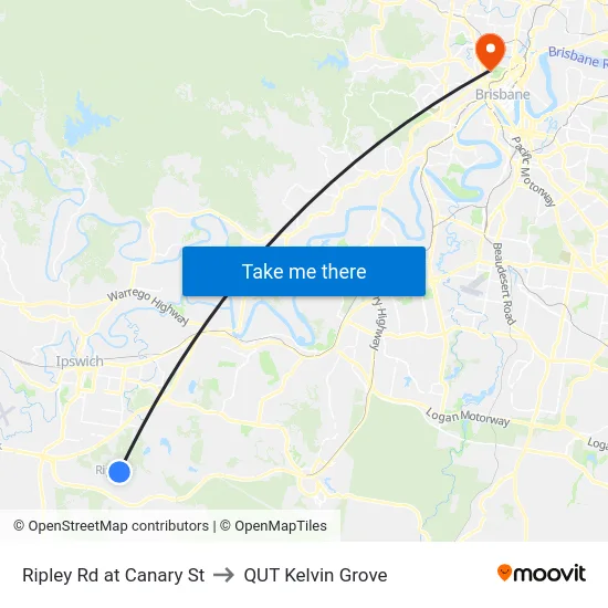 Ripley Rd at Canary St to QUT Kelvin Grove map