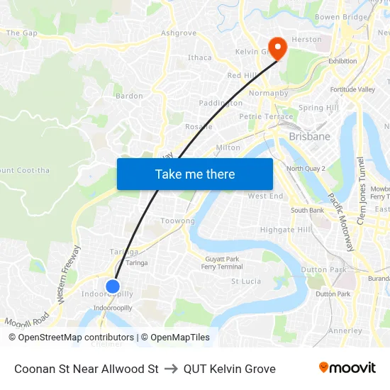 Coonan St Near Allwood St to QUT Kelvin Grove map