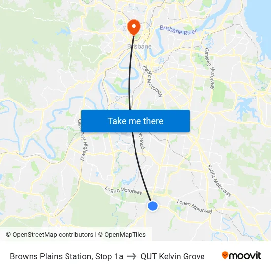 Browns Plains Station, Stop 1a to QUT Kelvin Grove map