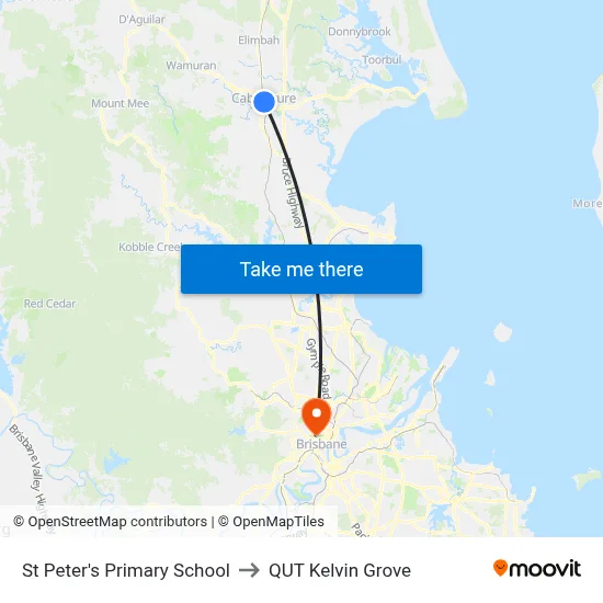 St Peter's Primary School to QUT Kelvin Grove map
