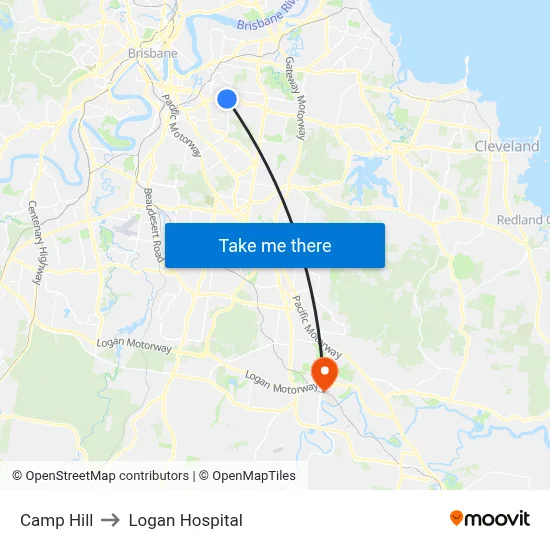 Camp Hill to Logan Hospital map