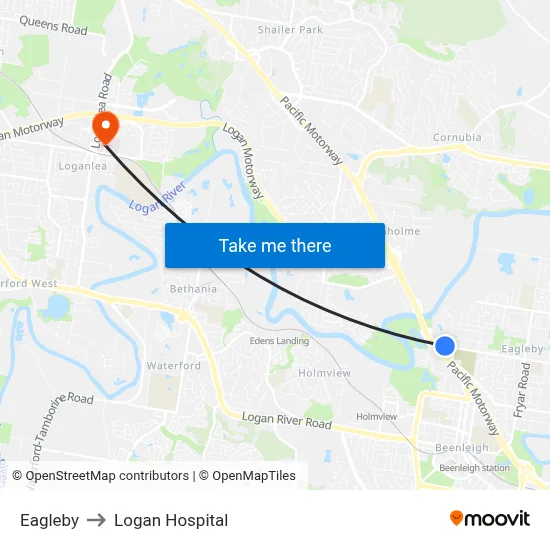 Eagleby to Logan Hospital map