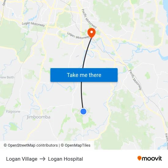 Logan Village to Logan Hospital map