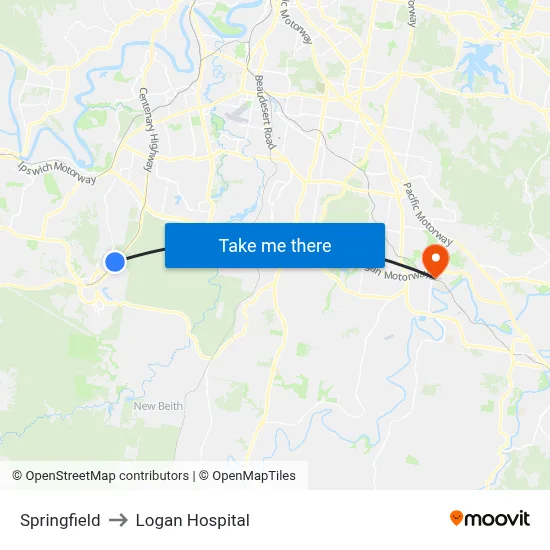 Springfield to Logan Hospital map