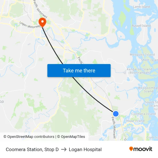 Coomera Station, Stop D to Logan Hospital map