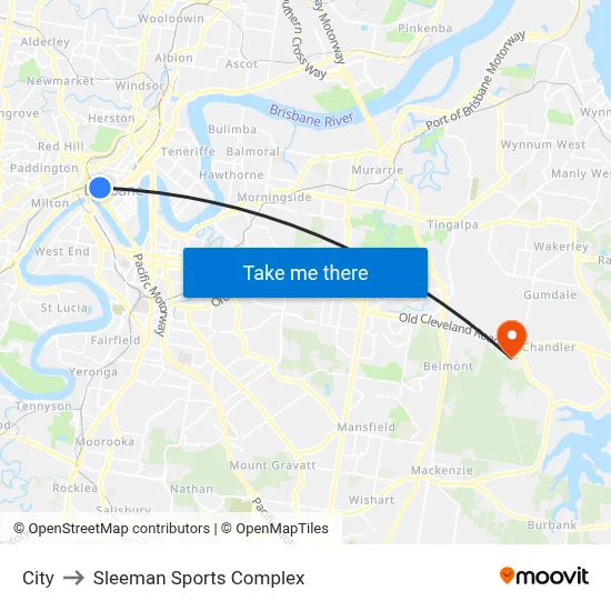 City to Sleeman Sports Complex map