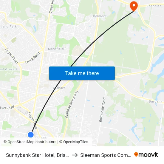 Sunnybank Star Hotel, Brisbane to Sleeman Sports Complex map