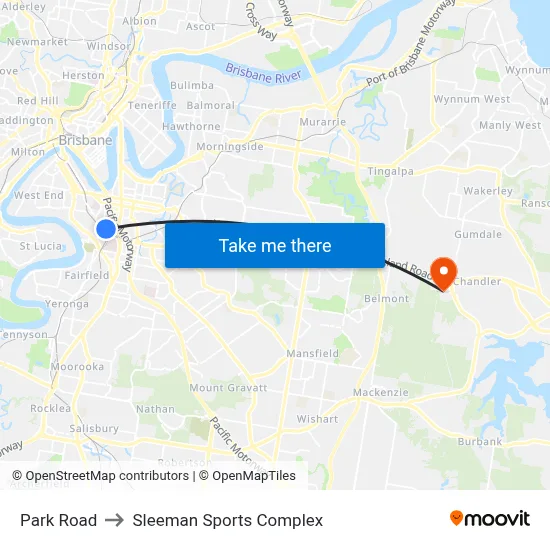 Park Road to Sleeman Sports Complex map