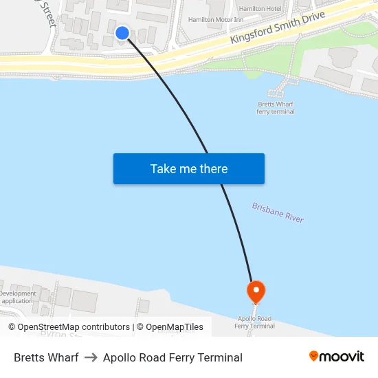 Bretts Wharf to Apollo Road Ferry Terminal map