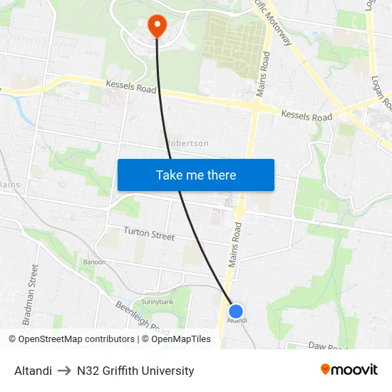 Altandi to N32 Griffith University map