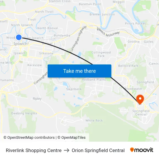 Riverlink Shopping Centre to Orion Springfield Central map