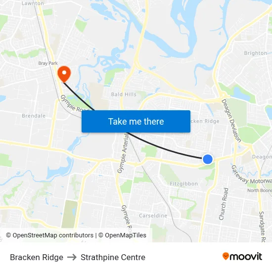 Bracken Ridge to Strathpine Centre map