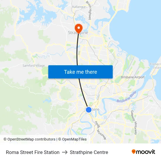 Roma Street Fire Station to Strathpine Centre map