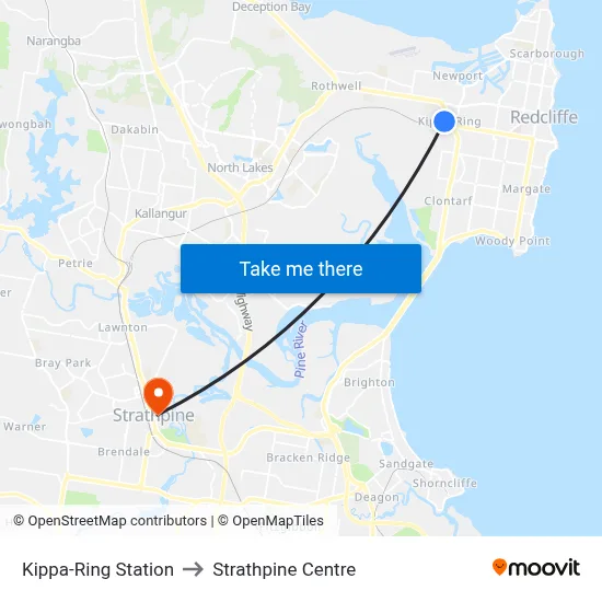 Kippa-Ring Station to Strathpine Centre map