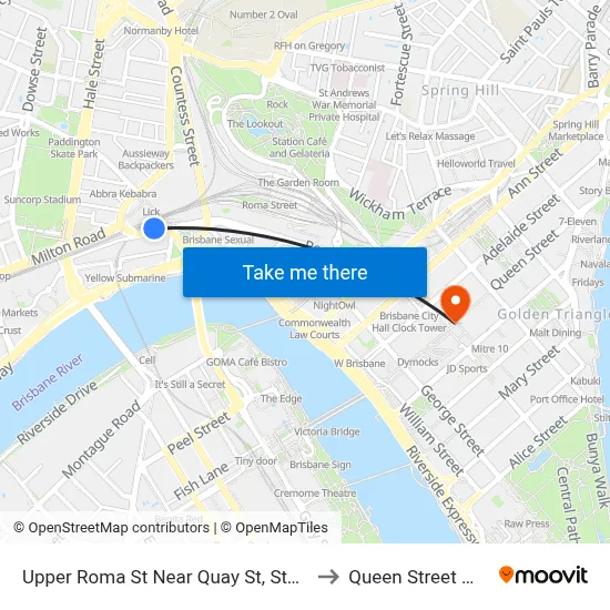 Upper Roma St Near Quay St, Stop 3 to Queen Street Mall map