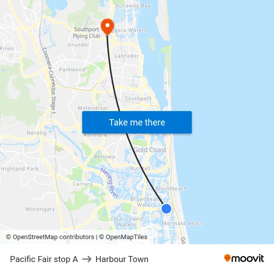 Pacific Fair stop A to Harbour Town map