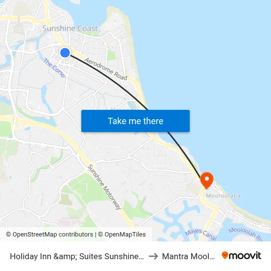 Holiday Inn &amp; Suites Sunshine Coast by IHG, Maroochydore to Mantra Mooloolaba Beach map